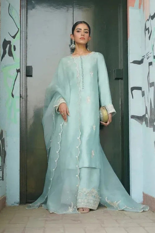 Afsana Raw Silk Embroidered 3-Piece Dress with Organza Dupatta and Sequin Detailing – Luxury Festive Wear for Women by Ragini