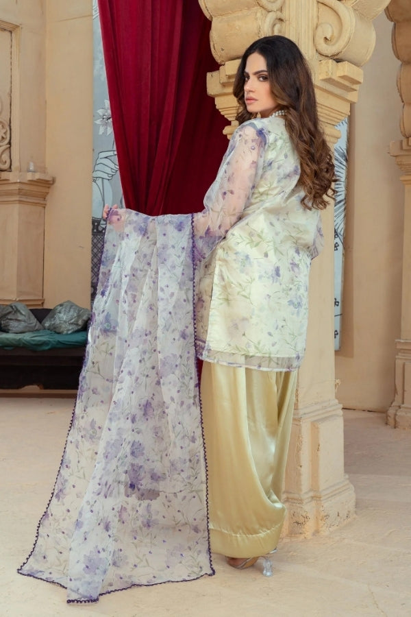 Noor-e-Naz – Cream Embroidered Organza Kurta with Farshi Shalwar & Organza Dupatta | 3-Piece Festive Ready-to-Wear Dress for Women by Ragini