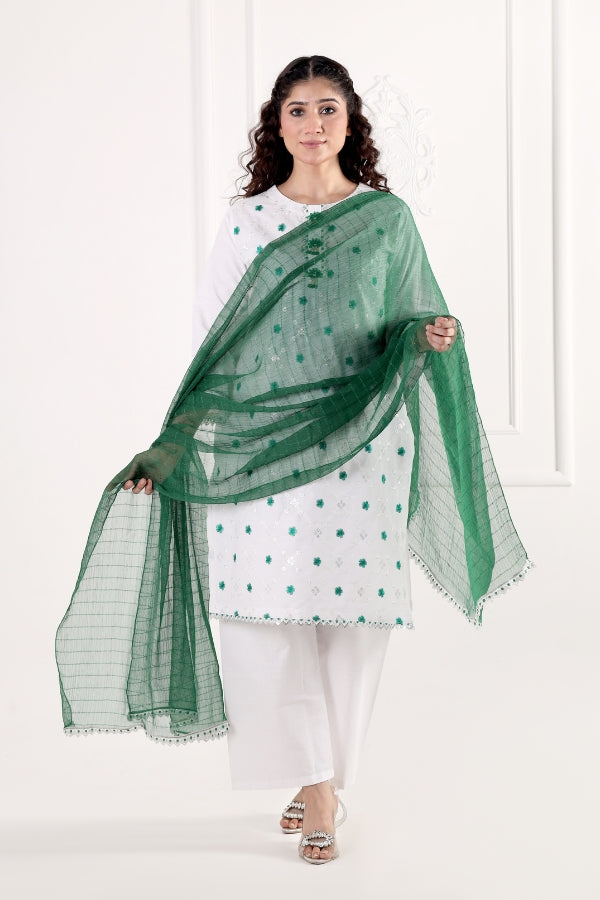 Rang-e-Azadi green cotton 3-piece stitched suit for 14th August – patriotic Pakistani outfit with subtle embroidery, perfect for Independence Day celebrations – Azadi Sale 2025 with 40% off and free nationwide delivery